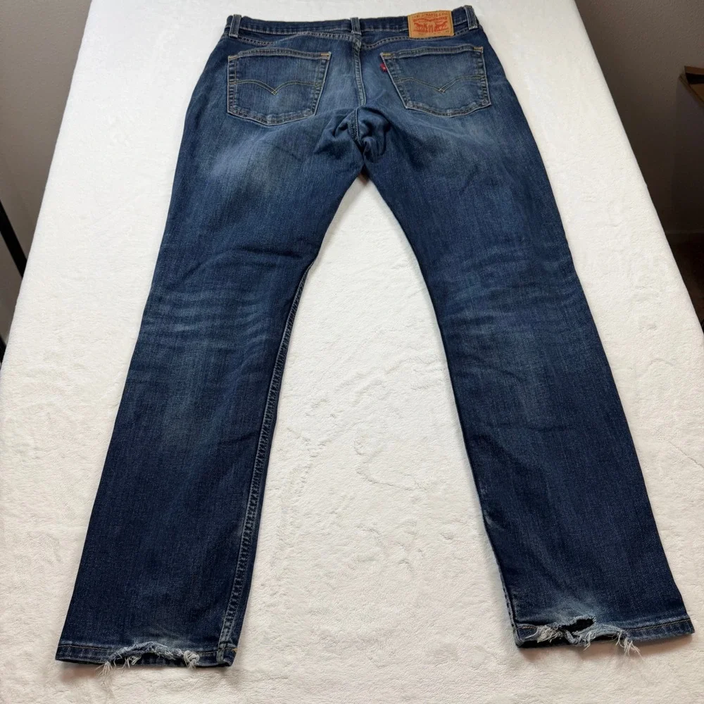 Levis 511 Slim Fit Jeans Mens 36x32‎ Blue Good Dark Wash Distressed 04511-1390